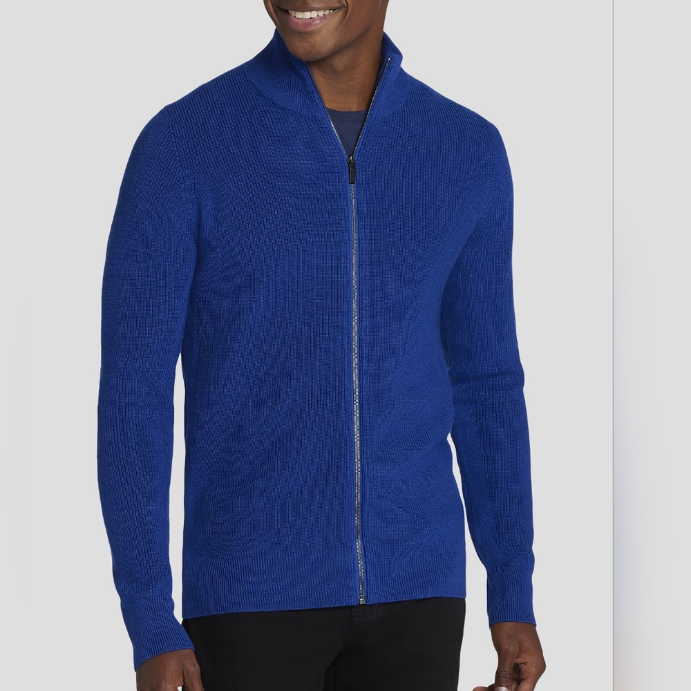 NWT Kenneth Cole Blue Long Sleeve Full Zip Sweater